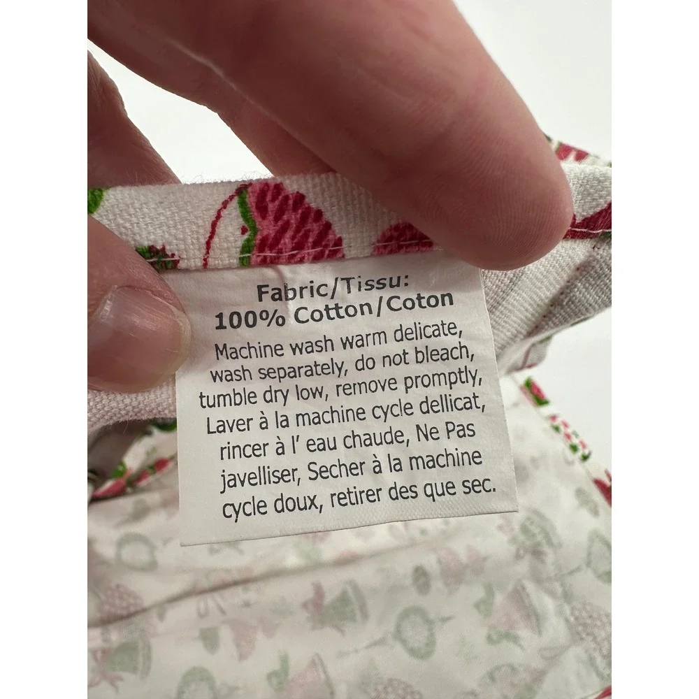 Christmas Kitchen Apron Red Green Ornament Bell Print Ruffle Cotton